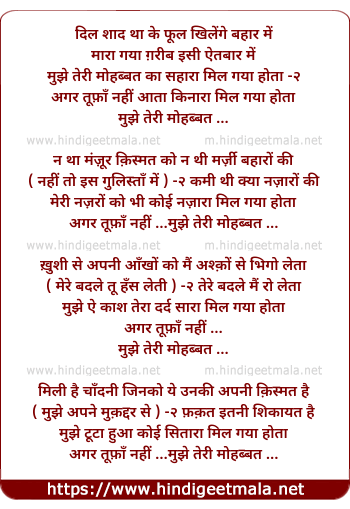 lyrics of song Mujhe Teri Mohabbat Ka