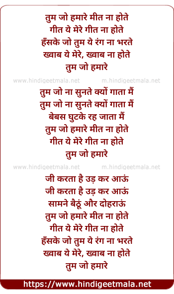 lyrics of song Tum Jo Hamare Meet Na Hote