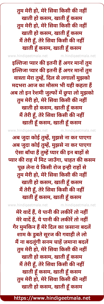 lyrics of song Tum Meri Ho
