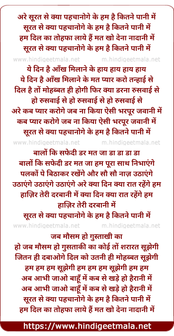 lyrics of song Are Surat Se Kaya Pahchanoge