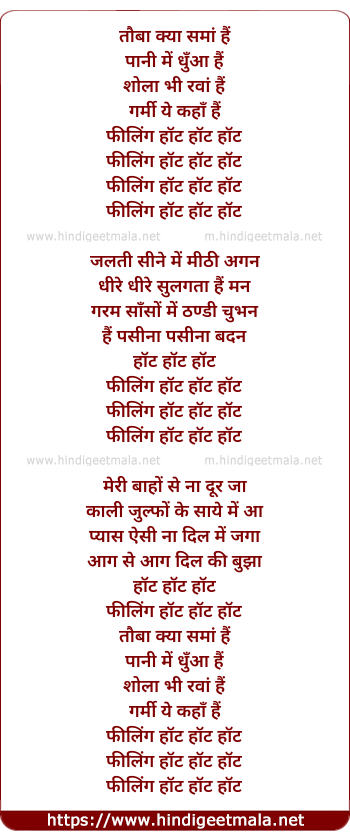 lyrics of song Feeling Hot Hot