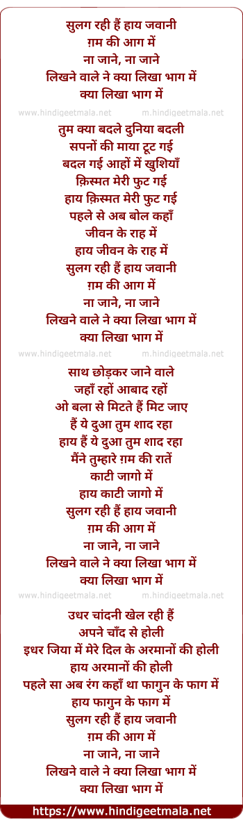 lyrics of song Sulag Rahi Hai Hay Jawani