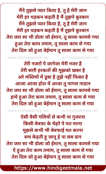 lyrics of song Tu Sala Kaam Se Gaya (Remix)