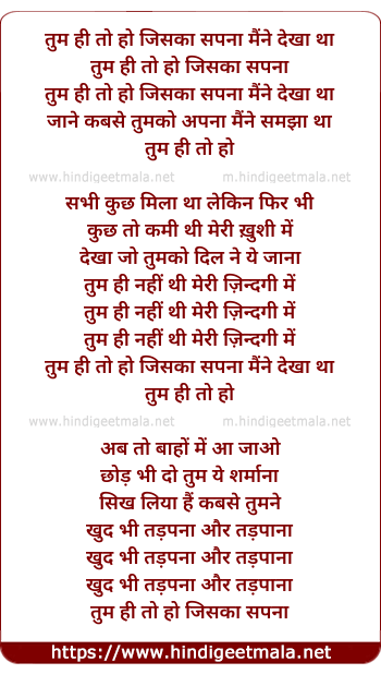 lyrics of song Tum Hi To Ho