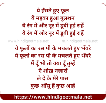 lyrics of song Ye Haste Hue Phul