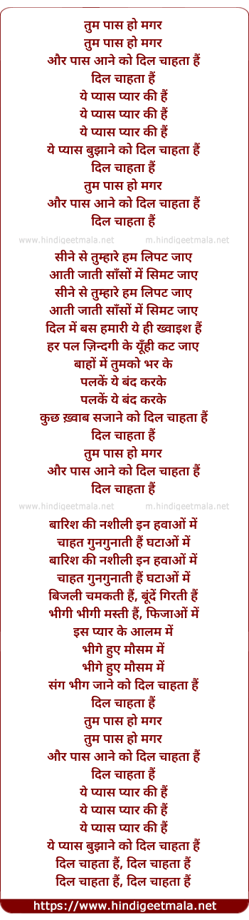 lyrics of song Tum Paas Ho Magar (Female)