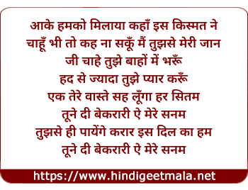 lyrics of song Tune Di Bekrari (Version 3)