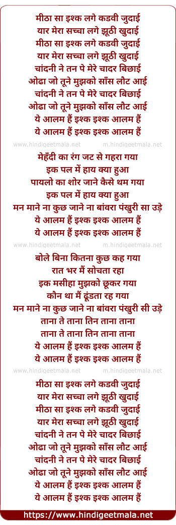 lyrics of song Meetha Sa (Remix)