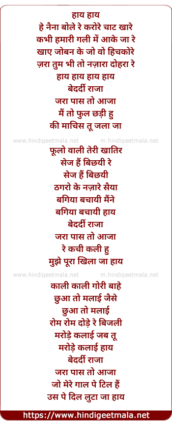 lyrics of song Bedardi Raja (Remix)