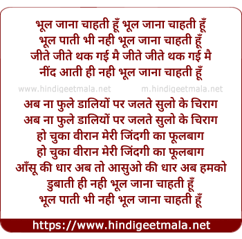 lyrics of song Bhool Jana Chahati Hu