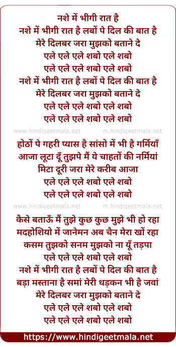 lyrics of song Nashe Me Bheegi Raat Hai