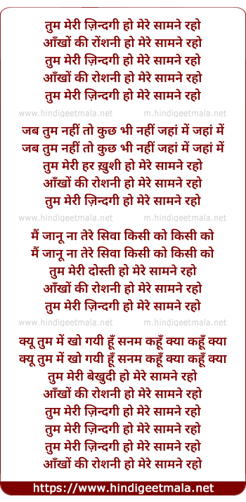 lyrics of song Tum Meri Zindagee Ho