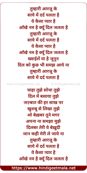 lyrics of song Tumhari Aarzoo